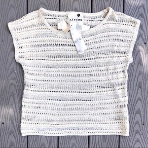 NWT Kensie mixed media cream mesh crochet sweaterM